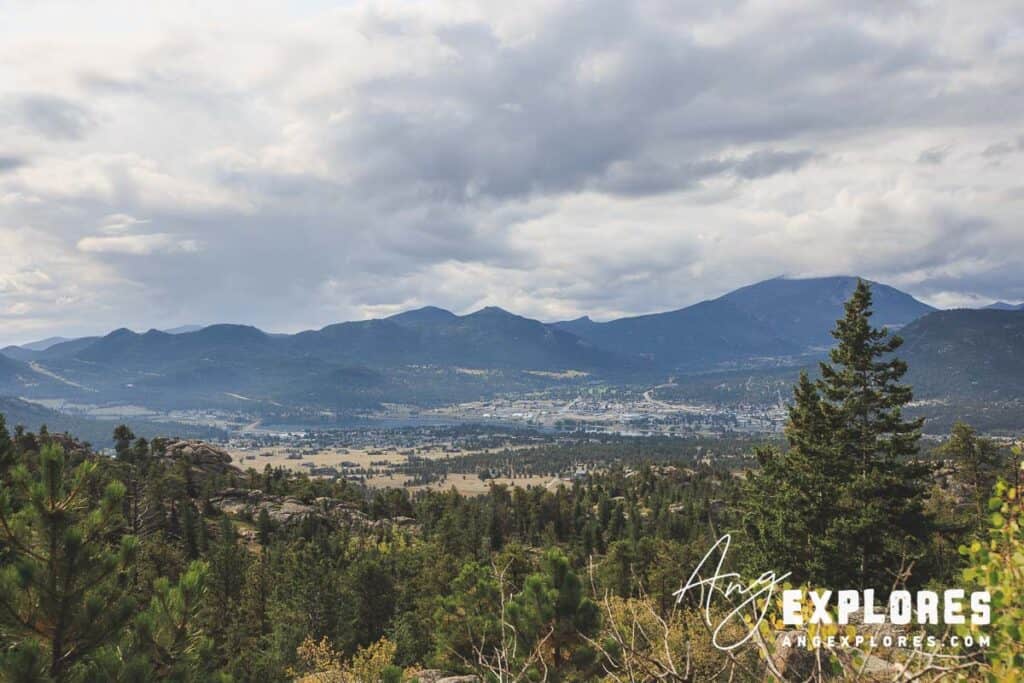 view of estes park from lumpy ridge trail