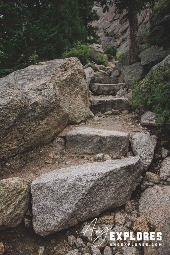 rock stairs on hike
