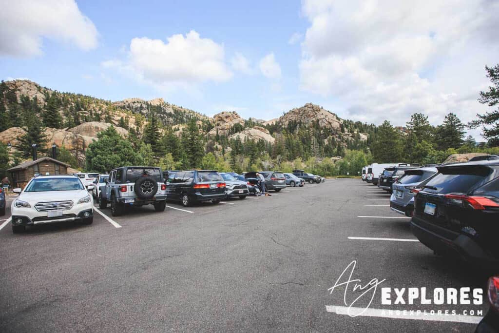 Parking lot at Lumpy Ridge Trailhead