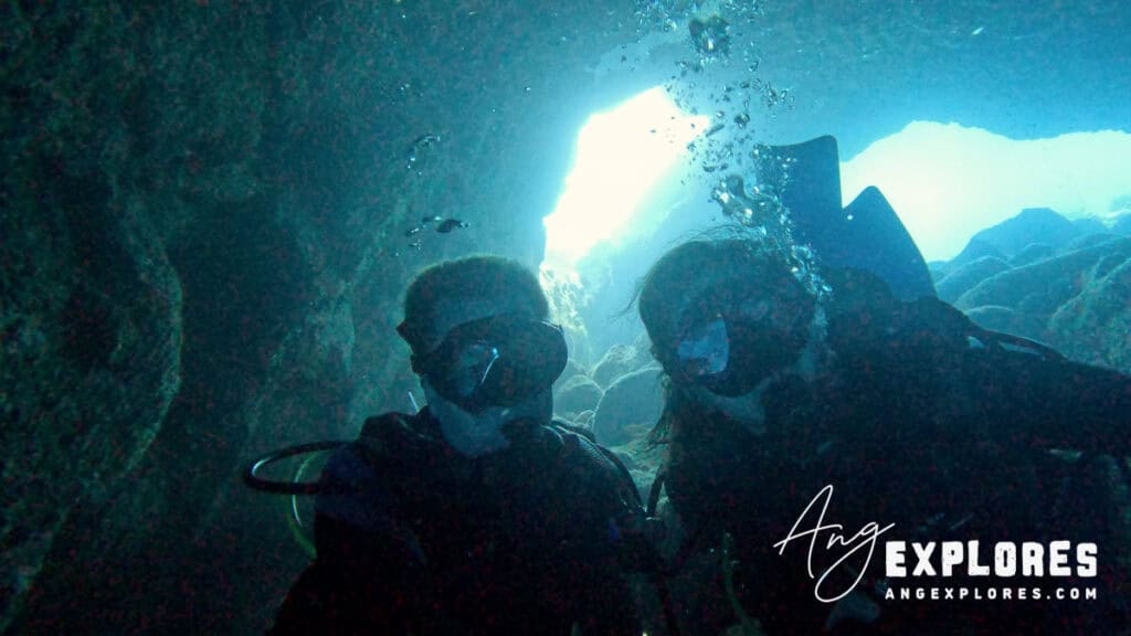 Scuba diving Inside underwater cave Maui