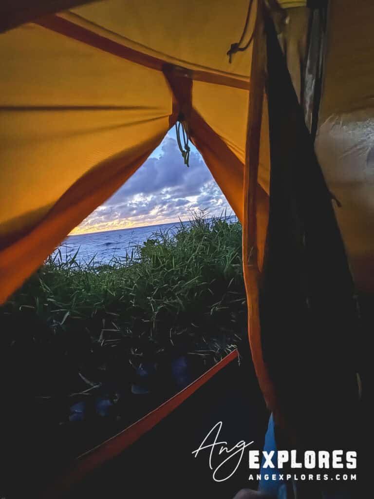 View from inside tent looking at ocean Kipahulu Campground