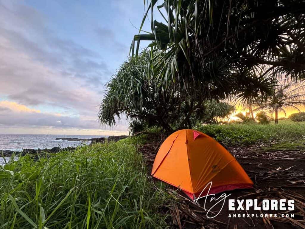 Tent Camping overlooking the ocean at Kipahulu Campground