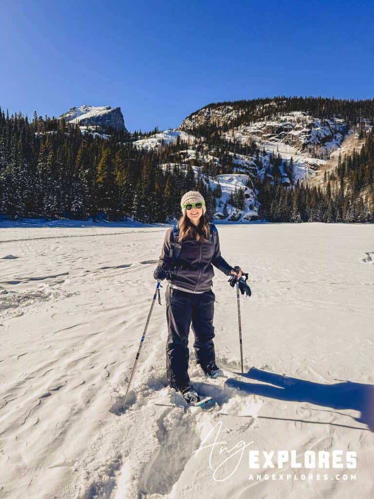 Snowshoeing on Bear Lake at Rocky Mountain National Park