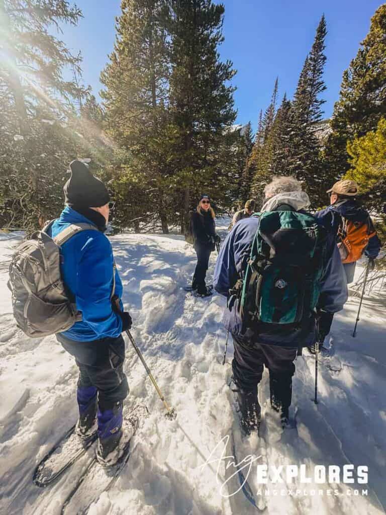 group snowshoeing in colorado at RMNP