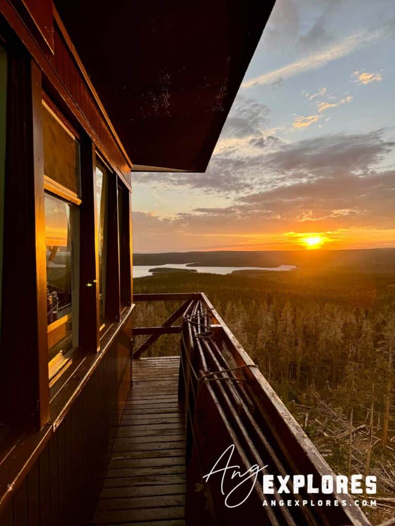 Spruce Mountain Fire Tower sunset from deck