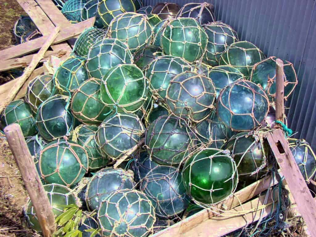 pile of Japanese glass fishing floats