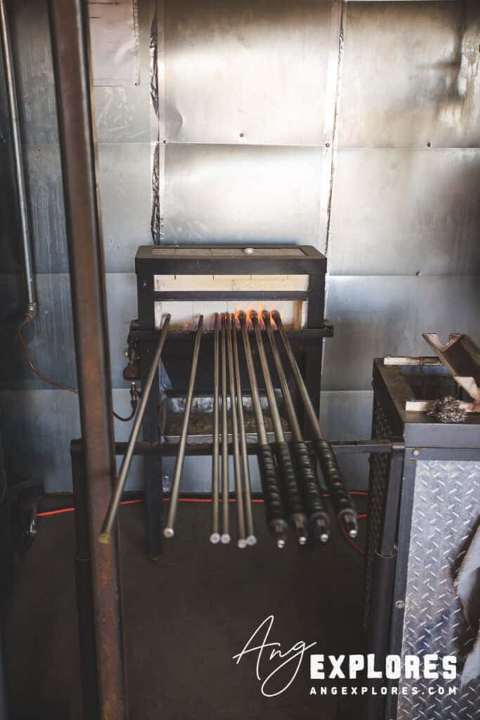 Pipe warmers in the hot shop