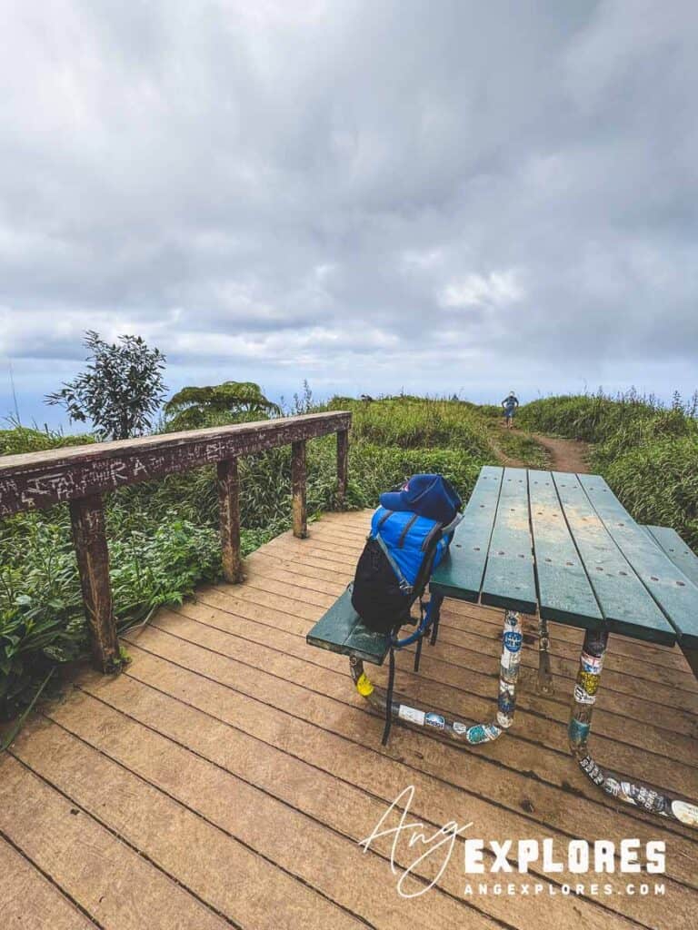 Picnic table on summit waihee ridge trail