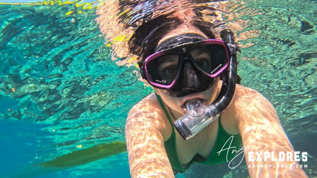 snorkeler at kealakekua bay