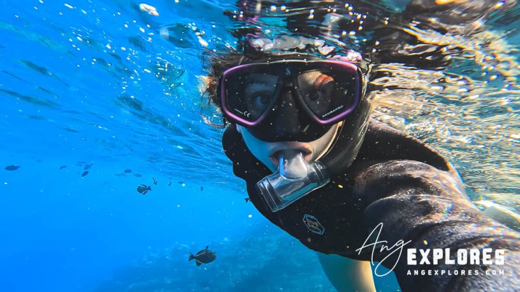 snorkeler at Molokini Crater 